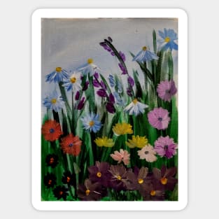 Some wild abstract mixed wild flowers in the field Sticker